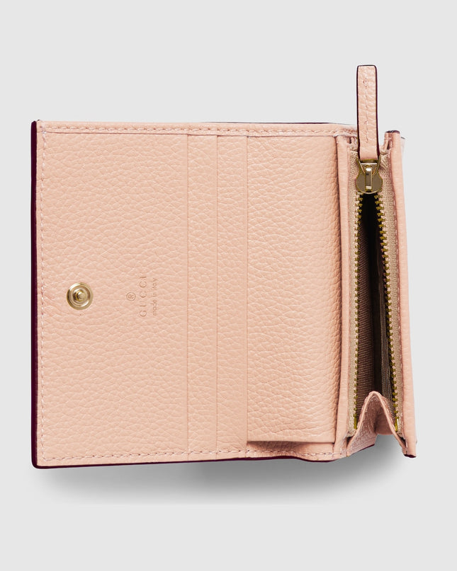 Gucci Marmont Rosso Ancora and Pink Leather Small Wallet
