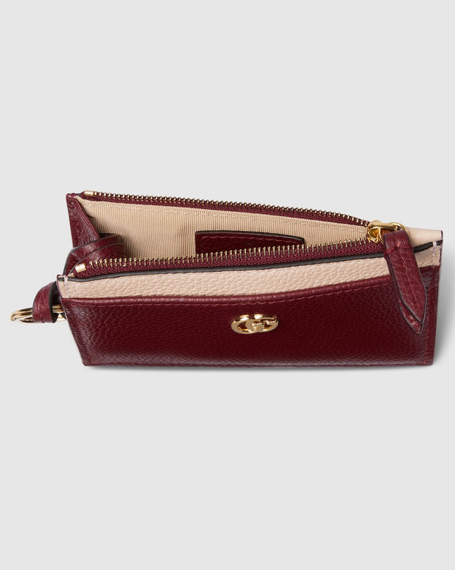 Gucci Marmont Rosso Ancora and Pink Leather Zip Key Pouch