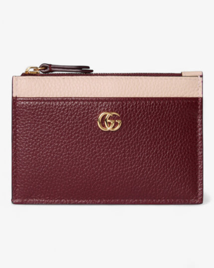 Gucci Marmont Rosso Ancora and Pink Leather Zip Key Pouch