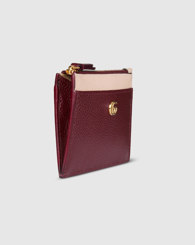 Gucci Marmont Rosso Ancora and Pink Leather Zip Key Pouch