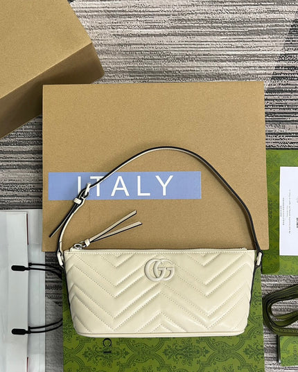 Gucci Marmont Shoulder Bag 739166 – White Matelassé Leather