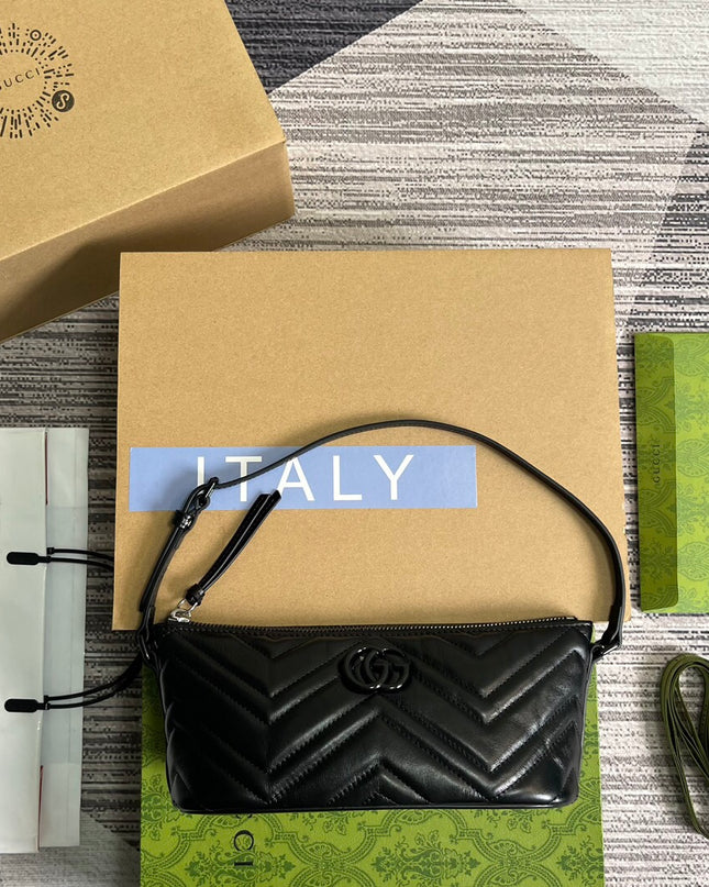 Gucci GG Marmont Mini Shoulder Bag – Black Matelassé Leather