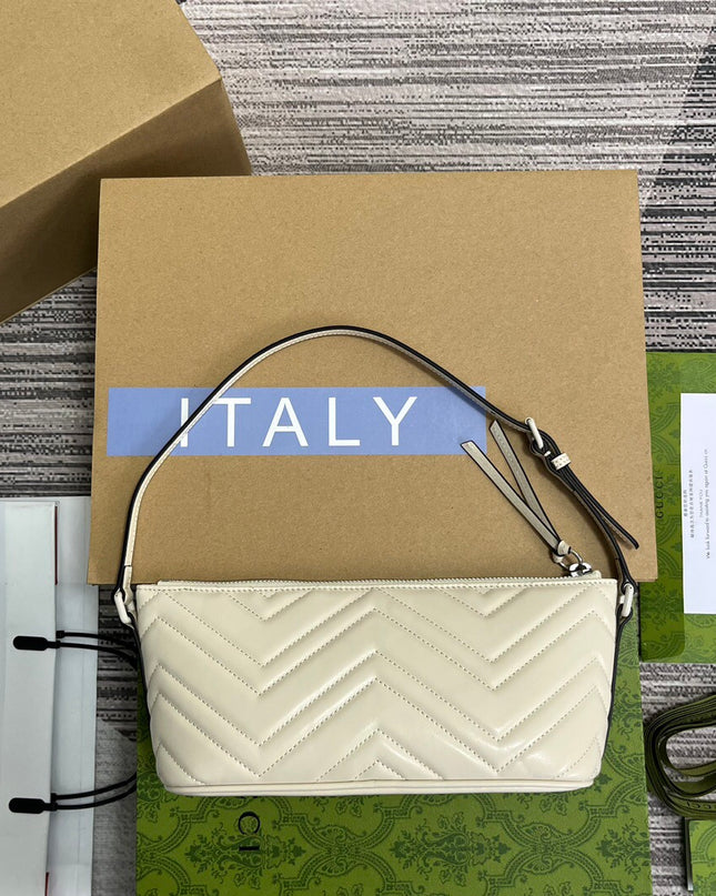 Gucci Marmont Shoulder Bag 739166 – White Matelassé Leather