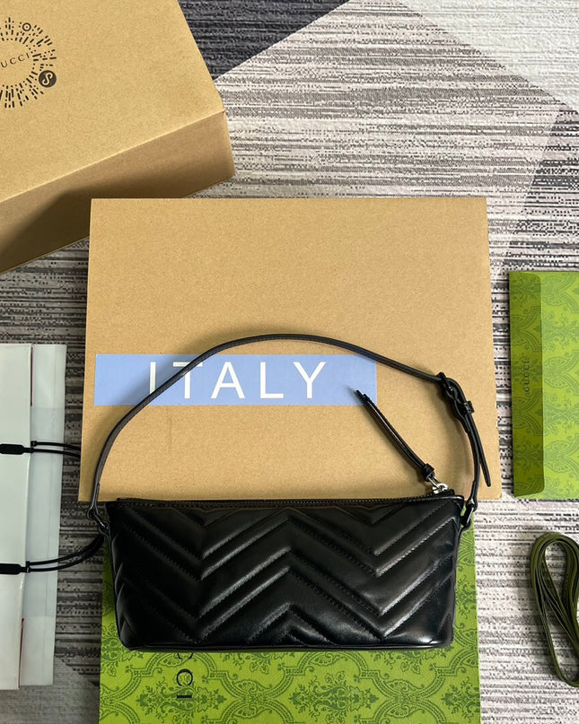 Gucci GG Marmont Mini Shoulder Bag – Black Matelassé Leather
