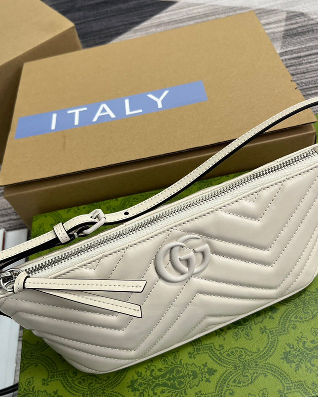 Gucci Marmont Shoulder Bag 739166 – White Matelassé Leather