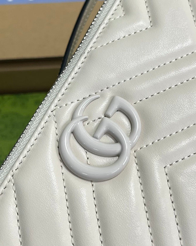 Gucci Marmont Shoulder Bag 739166 – White Matelassé Leather