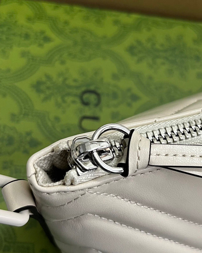 Gucci Marmont Shoulder Bag 739166 – White Matelassé Leather