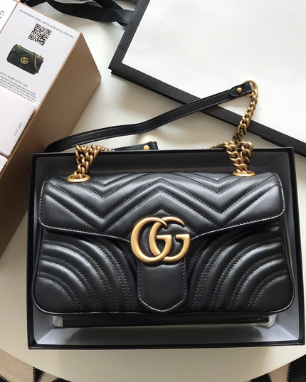 Gucci Marmont Small Matelassé Shoulder Bag 443497 Black