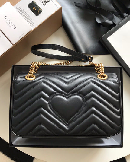 Gucci Marmont Small Matelassé Shoulder Bag 443497 Black