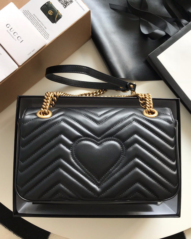 Gucci Marmont Small Matelassé Shoulder Bag 443497 Black