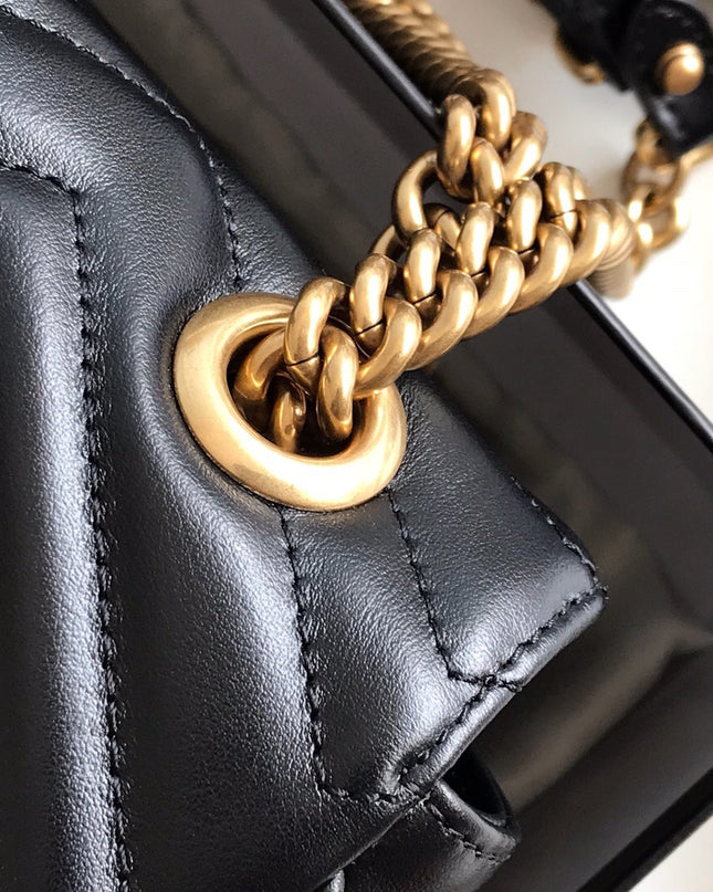 Gucci Marmont Small Matelassé Shoulder Bag 443497 Black