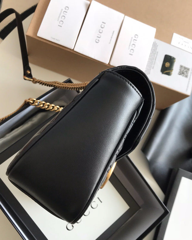 Gucci Marmont Small Matelassé Shoulder Bag 443497 Black