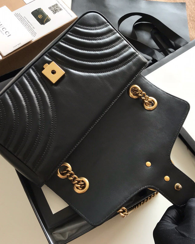 Gucci Marmont Small Matelassé Shoulder Bag 443497 Black