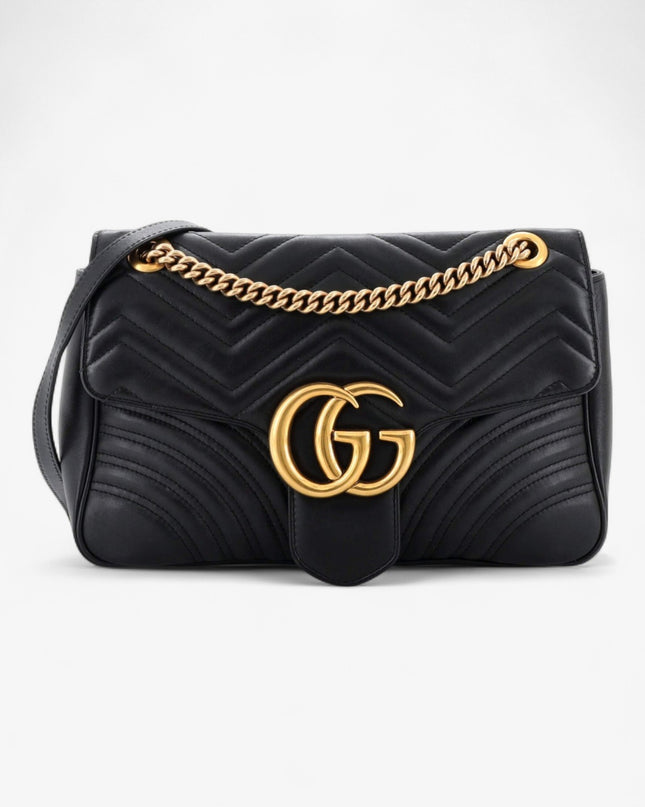 Gucci Marmont Small Matelassé Shoulder Bag 443497 Black