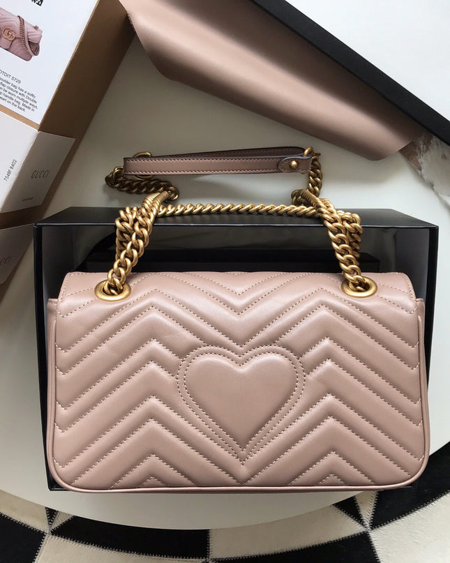 Gucci Marmont Small Matelassé Shoulder Bag 443497 Dusty Pink