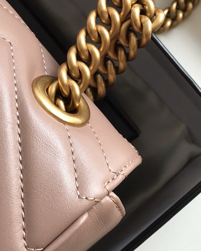 Gucci Marmont Small Matelassé Shoulder Bag 443497 Dusty Pink