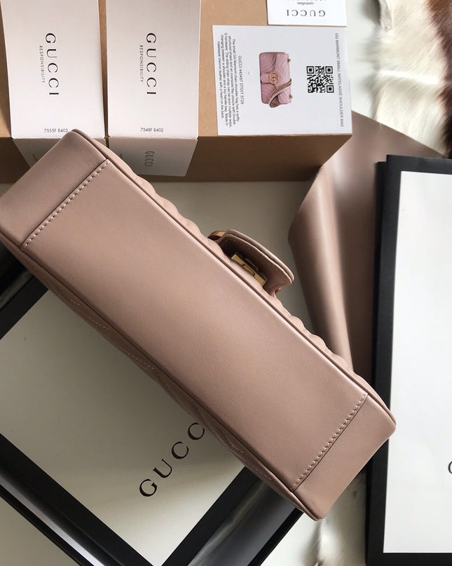 Gucci Marmont Small Matelassé Shoulder Bag 443497 Dusty Pink
