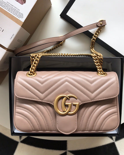 Gucci Marmont Small Matelassé Shoulder Bag 443497 Dusty Pink