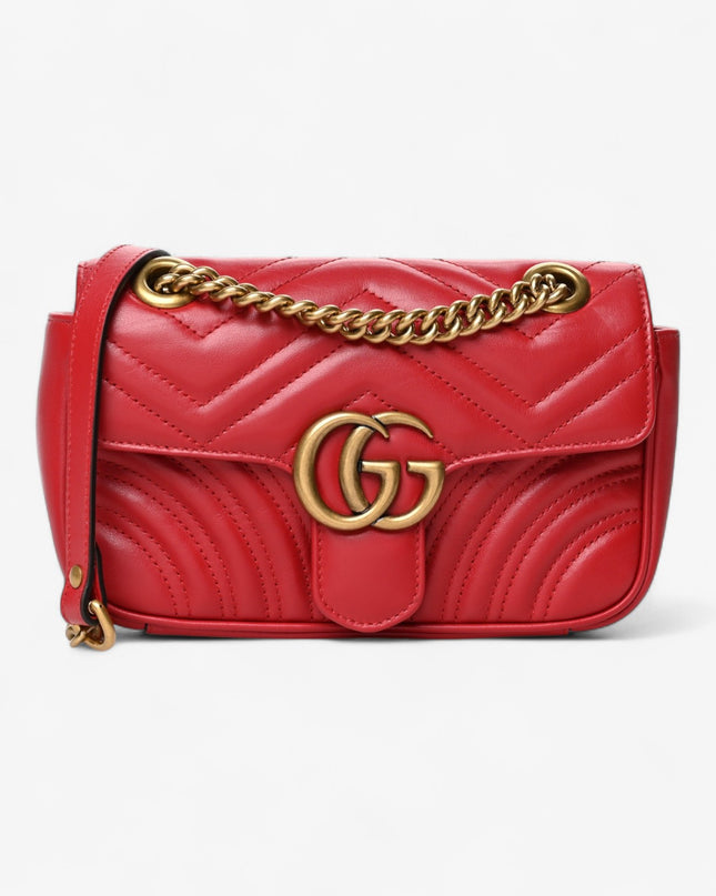 Gucci Marmont Small Matelassé Shoulder Bag 443497 Red