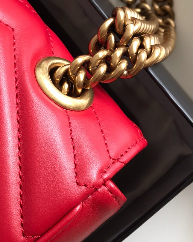 Gucci Marmont Small Matelassé Shoulder Bag 443497 Red