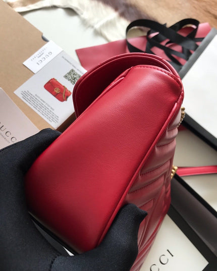 Gucci Marmont Small Matelassé Shoulder Bag 443497 Red