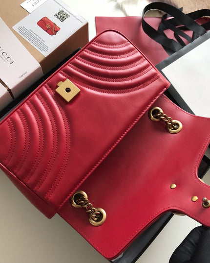 Gucci Marmont Small Matelassé Shoulder Bag 443497 Red