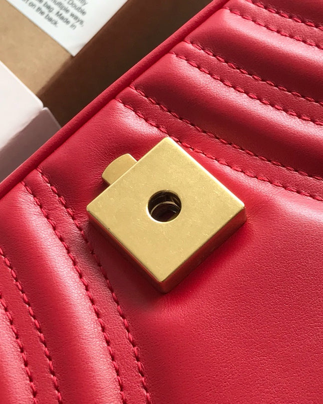 Gucci Marmont Small Matelassé Shoulder Bag 443497 Red