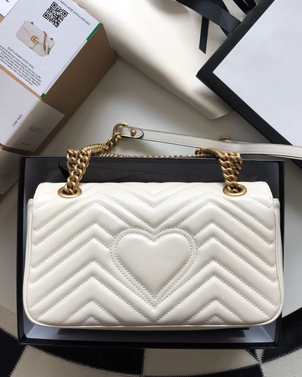 Gucci Marmont Small Matelassé Shoulder Bag 443497 White