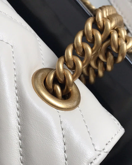 Gucci Marmont Small Matelassé Shoulder Bag 443497 White