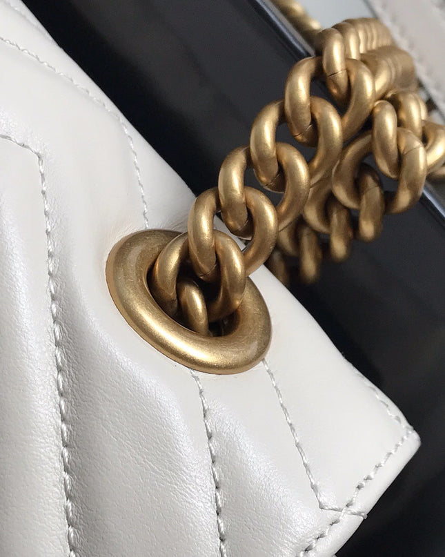 Gucci Marmont Small Matelassé Shoulder Bag 443497 White