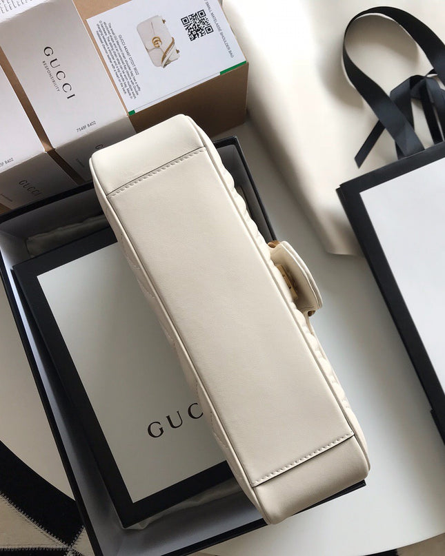 Gucci Marmont Small Matelassé Shoulder Bag 443497 White