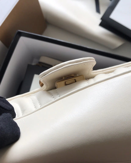Gucci Marmont Small Matelassé Shoulder Bag 443497 White