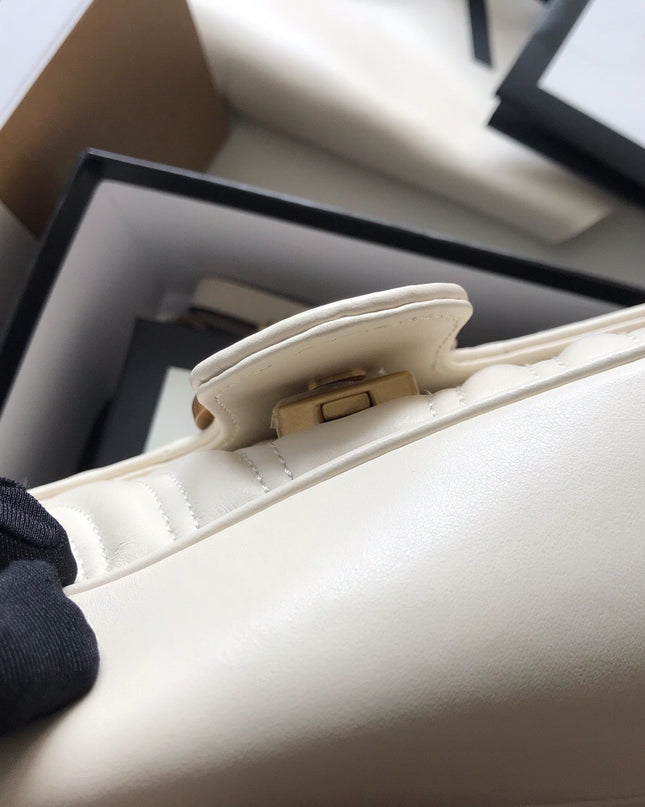 Gucci Marmont Small Matelassé Shoulder Bag 443497 White
