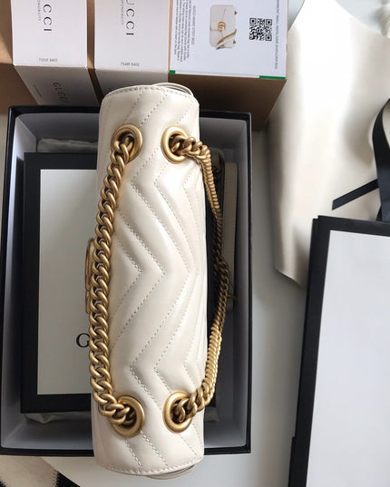 Gucci Marmont Small Matelassé Shoulder Bag 443497 White