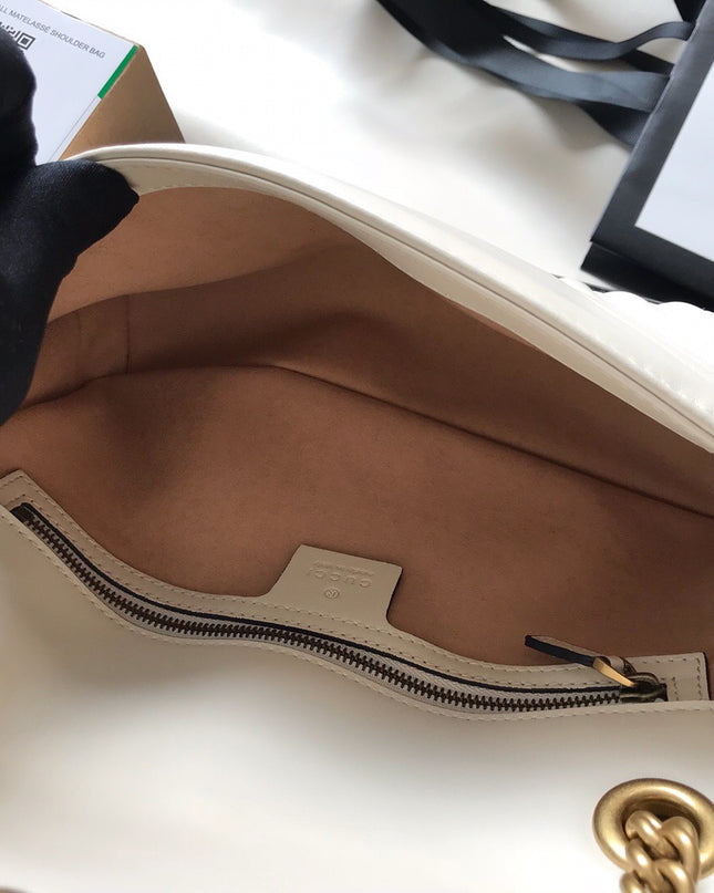 Gucci Marmont Small Matelassé Shoulder Bag 443497 White