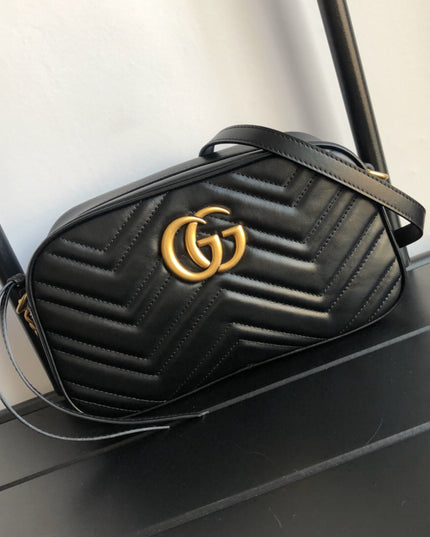 Gucci Marmont Small Matelassé Shoulder Bag 447632 Black