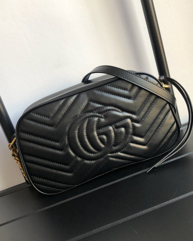 Gucci Marmont Small Matelassé Shoulder Bag 447632 Black