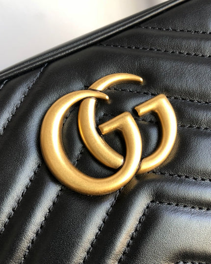 Gucci Marmont Small Matelassé Shoulder Bag 447632 Black