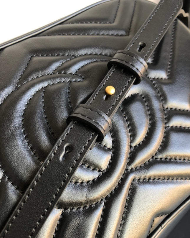 Gucci Marmont Small Matelassé Shoulder Bag 447632 Black