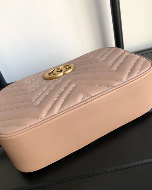 Gucci Marmont Small Matelassé Shoulder Bag 447632 Dusty Pink
