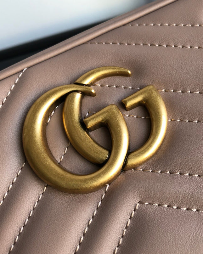 Gucci Marmont Small Matelassé Shoulder Bag 447632 Dusty Pink