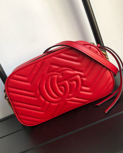 Gucci Marmont Small Matelassé Shoulder Bag 447632 Red