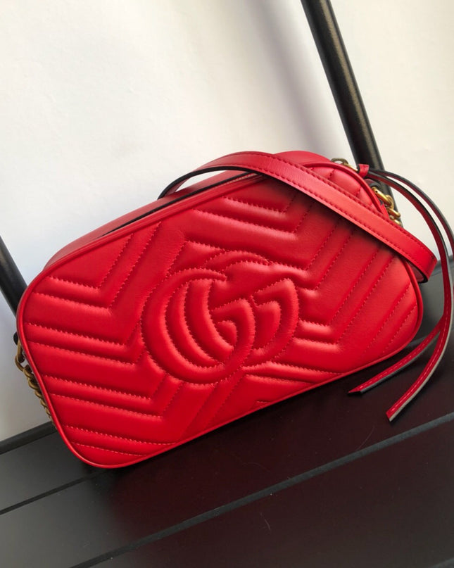 Gucci Marmont Small Matelassé Shoulder Bag 447632 Red
