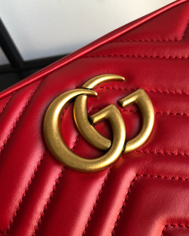 Gucci Marmont Small Matelassé Shoulder Bag 447632 Red