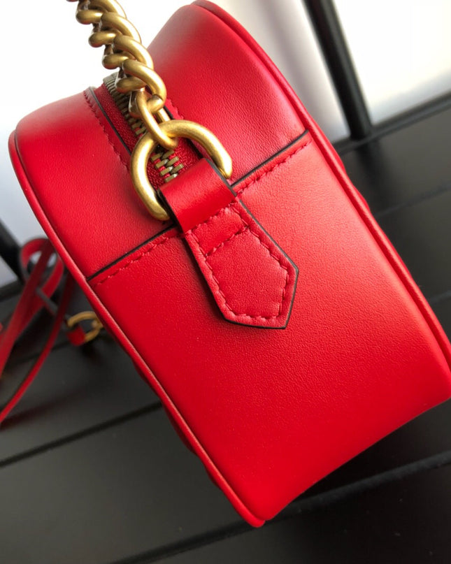 Gucci Marmont Small Matelassé Shoulder Bag 447632 Red