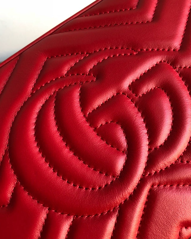 Gucci Marmont Small Matelassé Shoulder Bag 447632 Red