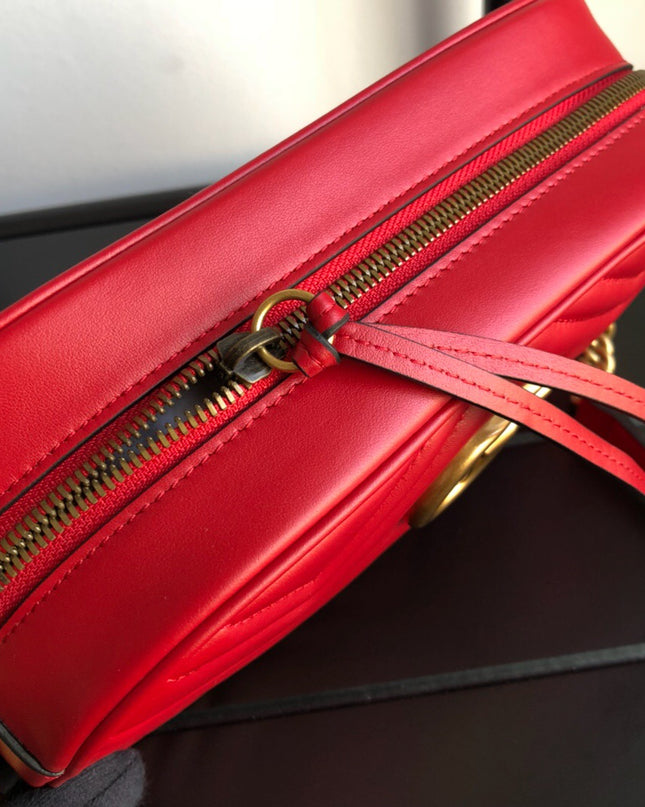 Gucci Marmont Small Matelassé Shoulder Bag 447632 Red