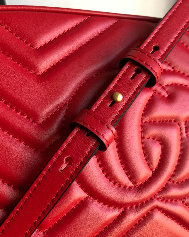 Gucci Marmont Small Matelassé Shoulder Bag 447632 Red