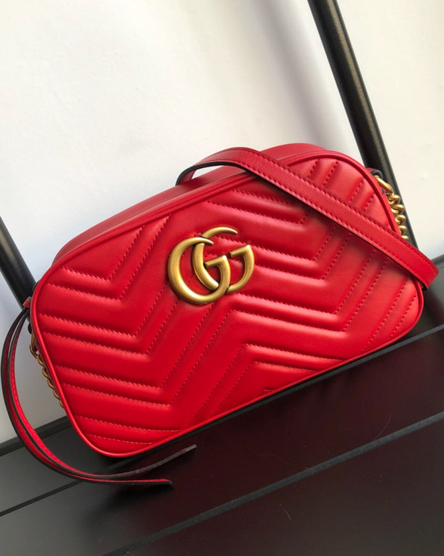 Gucci Marmont Small Matelassé Shoulder Bag 447632 Red