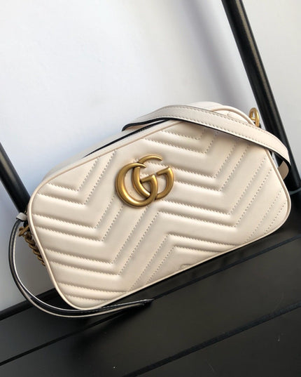 Gucci Marmont Small Matelassé Shoulder Bag 447632 White